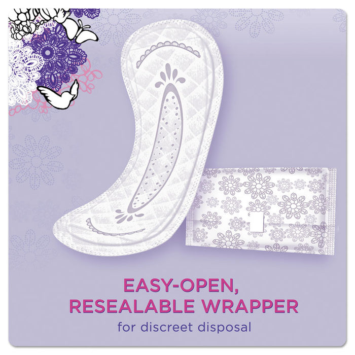 Discreet Incontinence Liners, Very Light Absorbency, Long, 44/Pack, 3 Packs/Carton