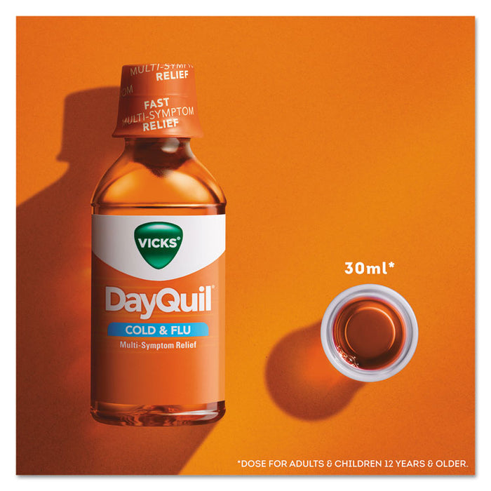 DayQuil Cold & Flu Liquid, 12 oz Bottle, 12/Carton