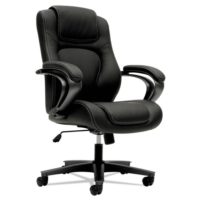 HVL402 Series Executive High-Back Chair, Supports Up to 250 lb, 17" to 21" Seat Height, Black Seat/Back, Iron Gray Base