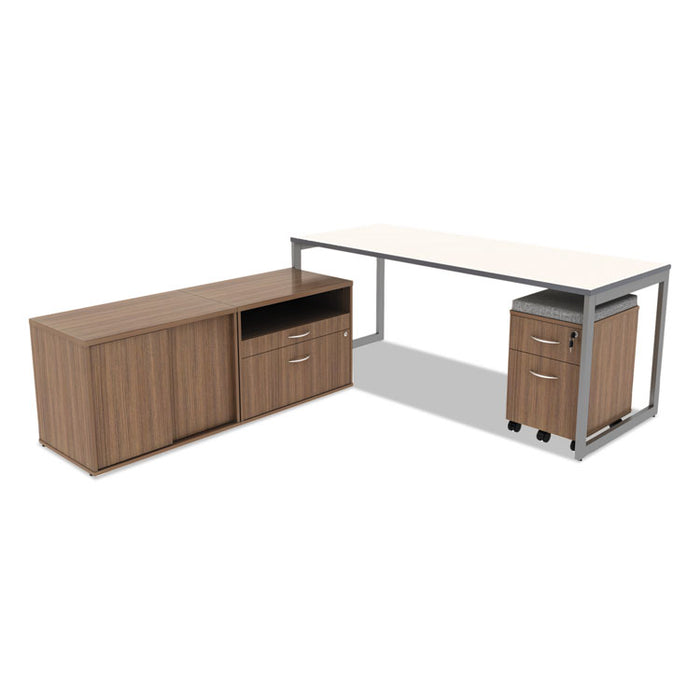 Alera Open Office Desk Series Adjustable O-Leg Desk Base, 24" Deep, Silver