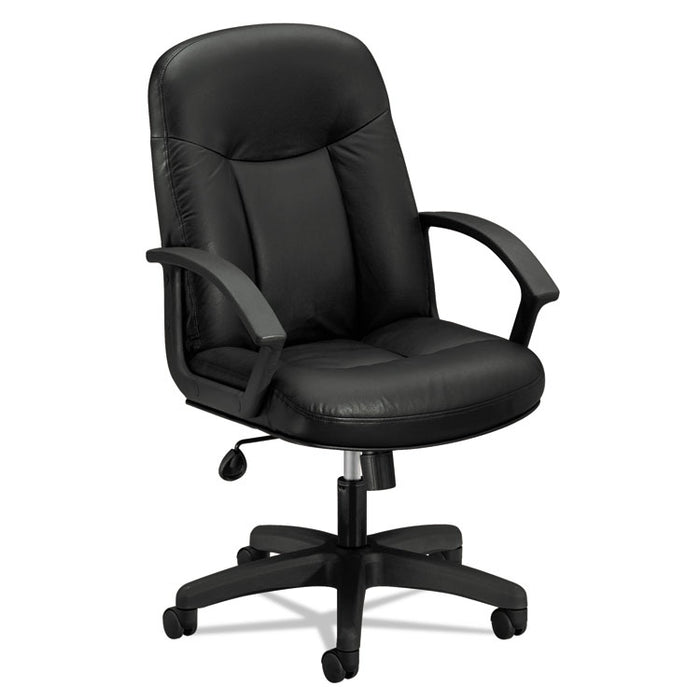 HVL601 Series Executive High-Back Leather Chair, Supports Up to 250 lb, 17.44" to 20.94" Seat Height, Black