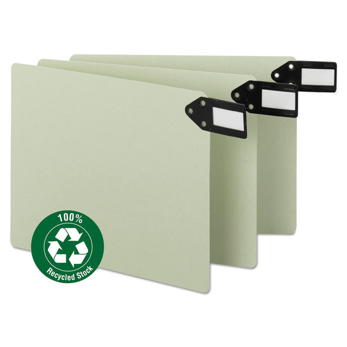 100% Recycled End Tab Pressboard Guides with Metal Tabs, 1/3-Cut End Tab, Blank, 8.5 x 11, Green, 50/Box