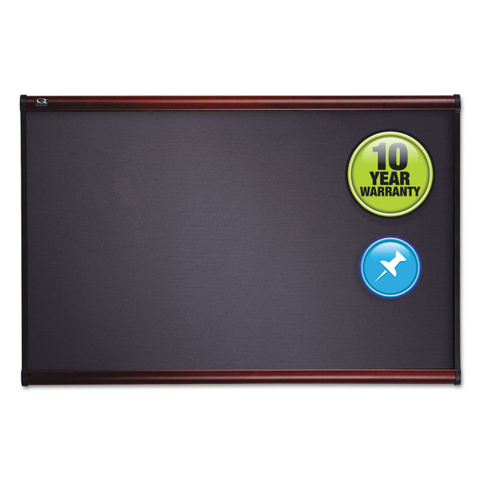 Prestige Bulletin Board, Diamond Mesh Fabric, 72 x 48, Gray/Mahogany Frame