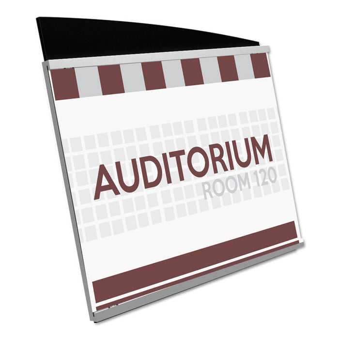 Interior Image Anti-Glare Sign Holder, Landscape, 10 3/8 x 7 5/8 Insert, BK/SR