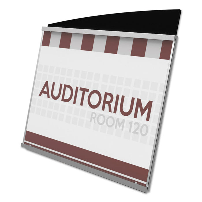 Interior Image Anti-Glare Sign Holder, Landscape, 10 3/8 x 7 5/8 Insert, BK/SR