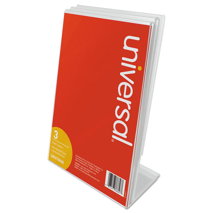 Clear L-Style Freestanding Frame, 4 x 6 Insert, 3/Pack