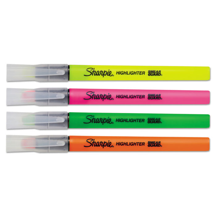 Clearview Pen-Style Highlighter, Chisel Tip, Assorted Colors, 4/Pack