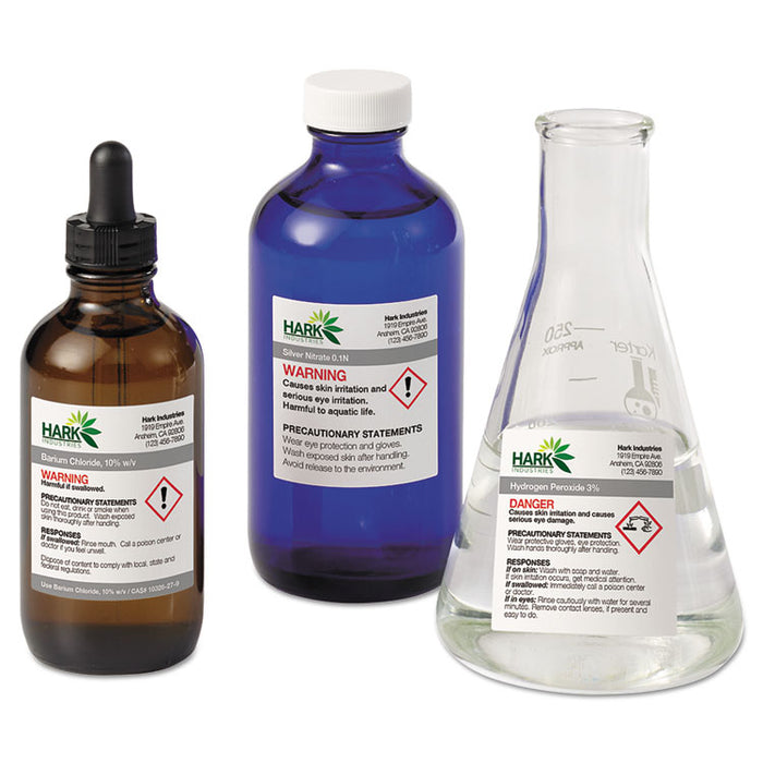 UltraDuty GHS Chemical Waterproof and UV Resistant Labels, 2 x 2, White, 12/Sheet, 50 Sheets/Pack