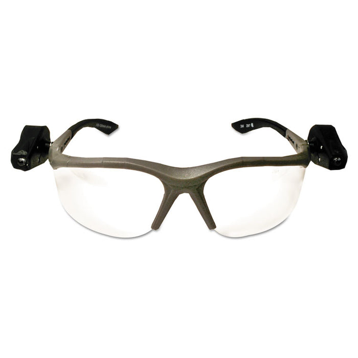 LightVision Safety Glasses w/LED Lights, Clear AntiFog Lens, Gray Frame