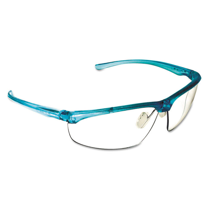 Refine 201 Safety Glasses, Half-frame, Clear AntiFog Lens, Teal Frame