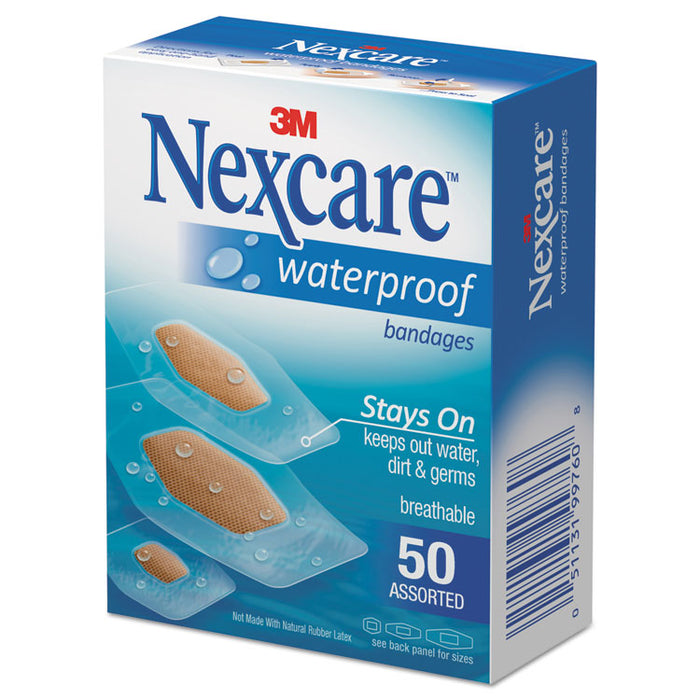 Waterproof, Clear Bandages, Assorted Sizes, 50/Box
