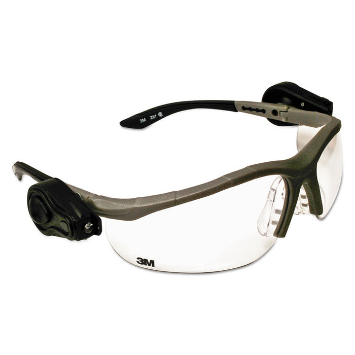 LightVision Safety Glasses w/LED Lights, Clear AntiFog Lens, Gray Frame