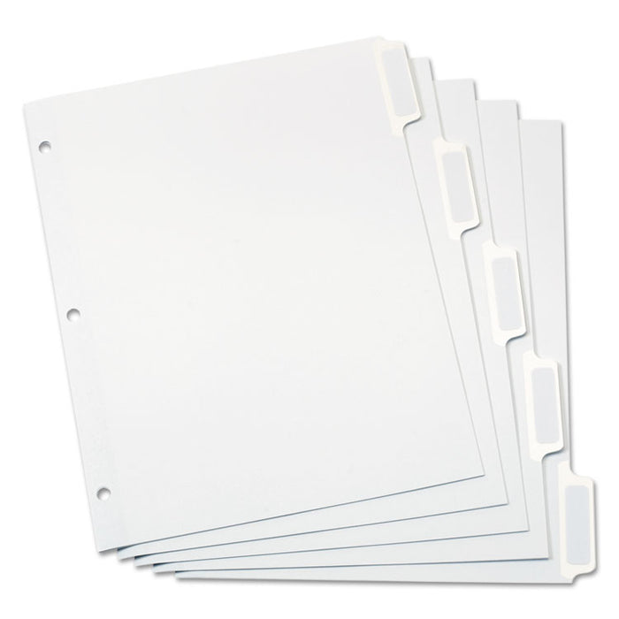 Custom Label Tab Dividers with Self-Adhesive Tab Labels, 5-Tab, 11 x 8.5, White, 5 Sets