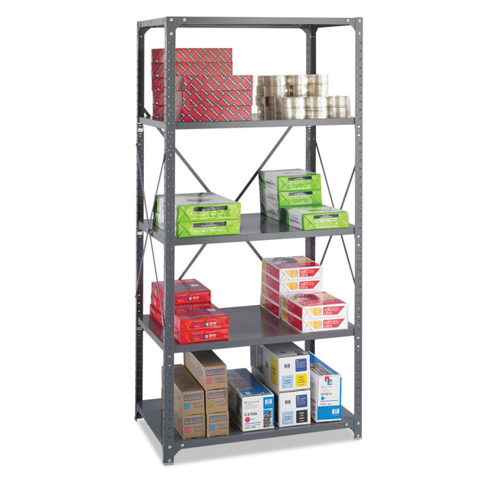 Commercial Steel Shelving Unit, Five-Shelf, 36w x 24d x 75h, Dark Gray