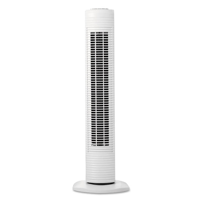 Oscillating Tower Fan, Three-Speed, White, 5 9/10"W x 31"H