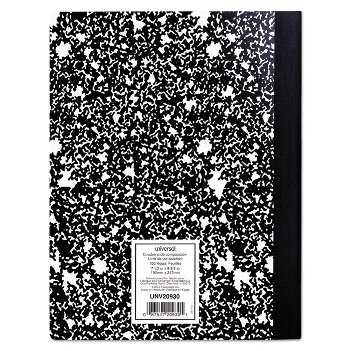 Composition Book, Wide/Legal Rule, Black Marble Cover, 9.75 x 7.5, 100 Sheets