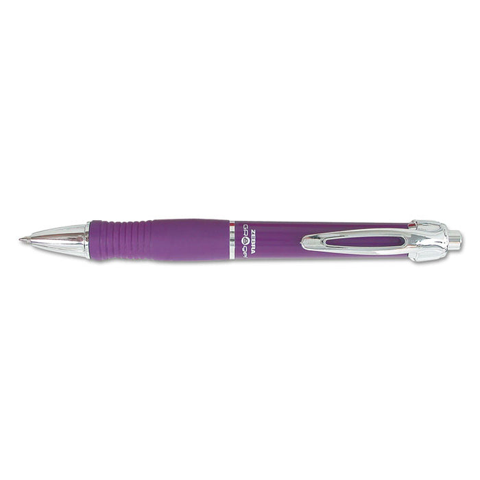 GR8 Gel Pen, Retractable, Medium 0.7 mm, Violet Ink, Violet/Silver Barrel, 12/Pack