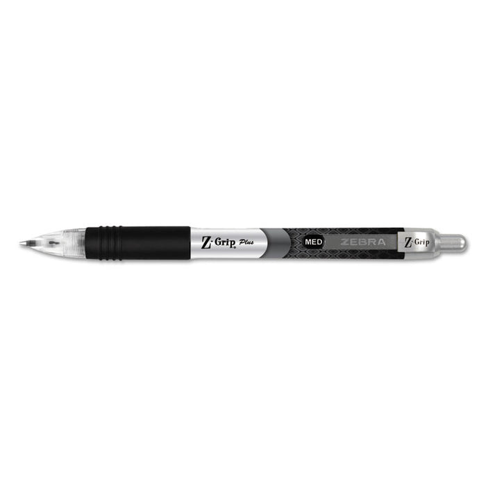 Z-Grip Plus Retractable Ballpoint Pen, Medium 1mm, Black Ink/Barrel, Dozen