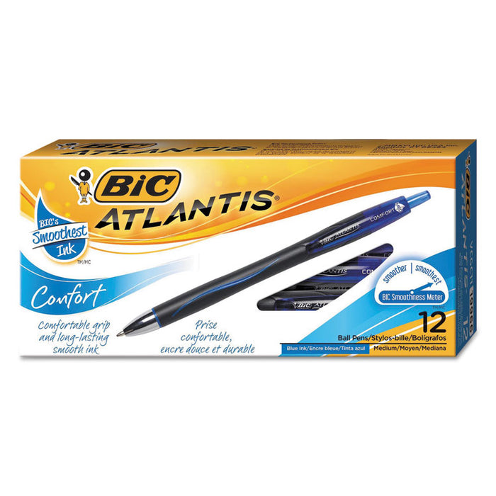 Atlantis Comfort Retractable Ballpoint Pen, 1.2mm, Blue Ink/Barrel, Dozen