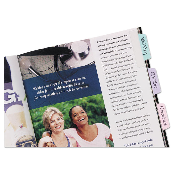 Ultra Tabs Repositionable Margin Tabs, 1/5-Cut Tabs, Assorted Pastels, 2.5" Wide, 24/Pack