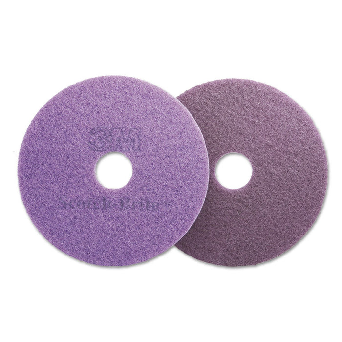Diamond Floor Pads, Burnish/Buff, 16" Diameter, Purple, 5/Carton