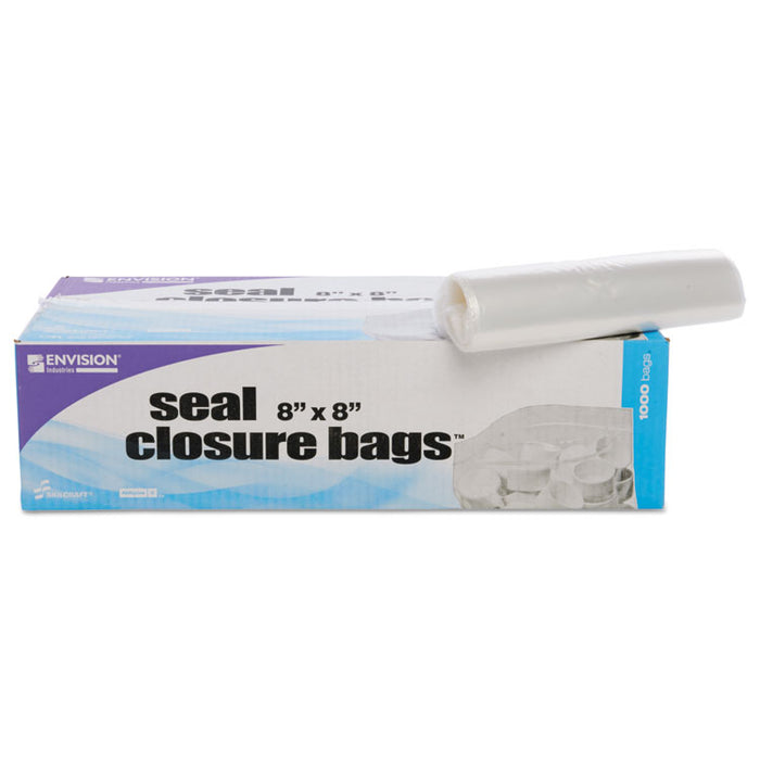 Seal Closure Bags, 2 mil, 8" x 8", Clear, 1,000/Carton