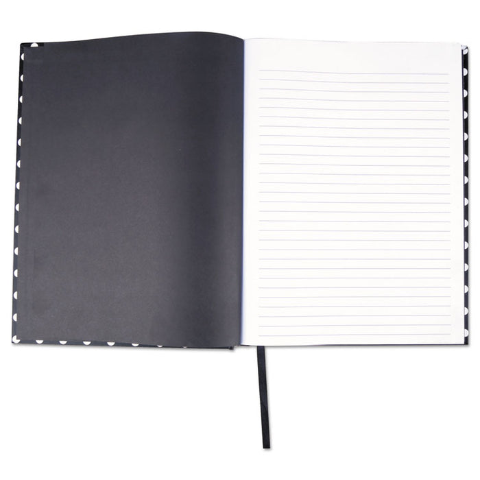 Casebound Hardcover Notebook, Wide/Legal Rule, Black/White Dots, 10.25 x 7.68, 150 Sheets