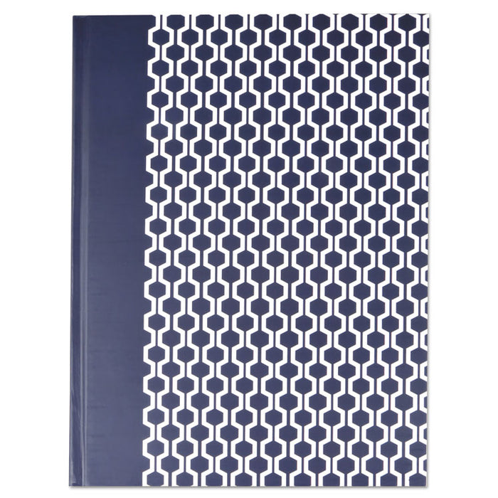 Casebound Hardcover Notebook, 1 Subject, Wide/Legal Rule, Dark Blue/White Cover, 10.25 x 7.63, 150 Sheets