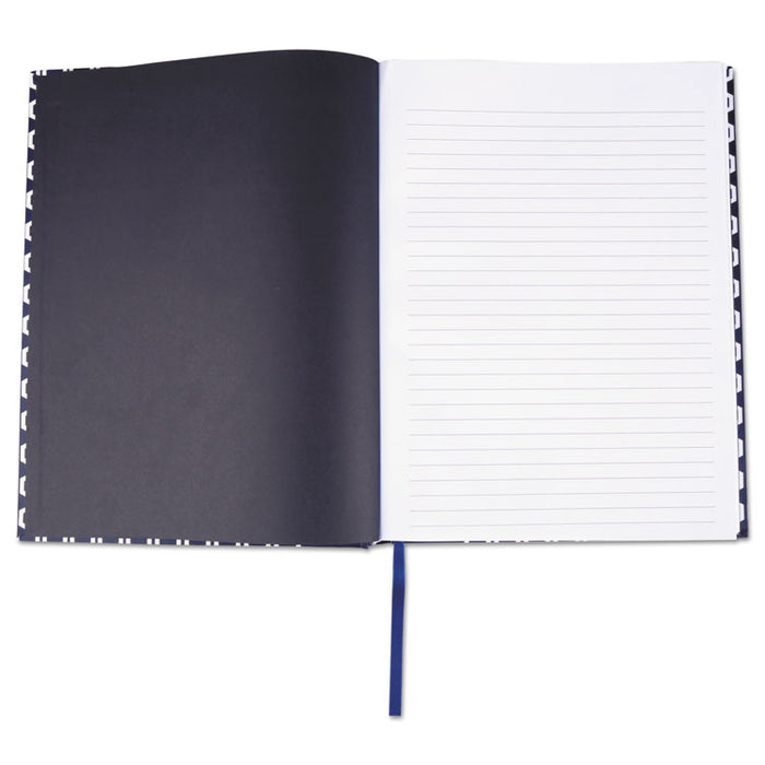 Casebound Hardcover Notebook, 1 Subject, Wide/Legal Rule, Dark Blue/White Cover, 10.25 x 7.63, 150 Sheets