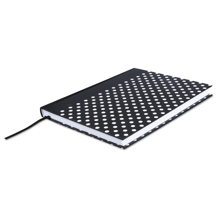 Casebound Hardcover Notebook, Wide/Legal Rule, Black/White Dots, 10.25 x 7.68, 150 Sheets