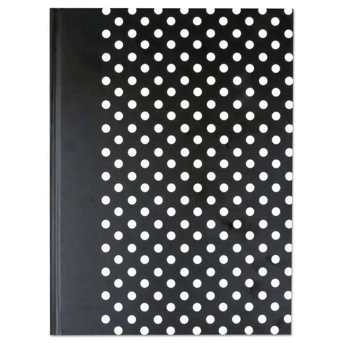 Casebound Hardcover Notebook, Wide/Legal Rule, Black/White Dots, 10.25 x 7.68, 150 Sheets