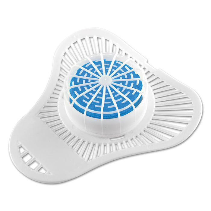 Urinal Screen with Non-Para Deodorizer Block, Cherry Scent, White/Pink, 12/Carton