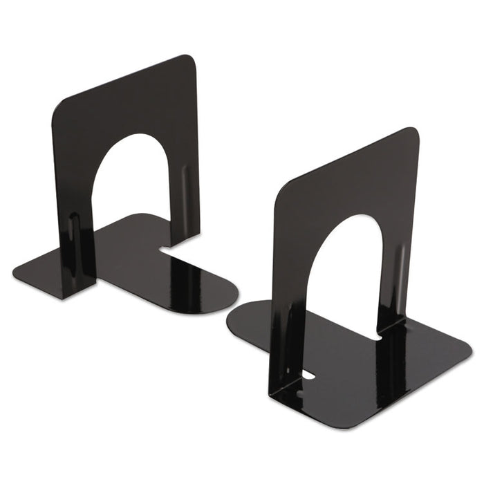 Economy Bookends, Standard, 4.75 x 5.25 x 5, Heavy Gauge Steel, Black, 1 Pair