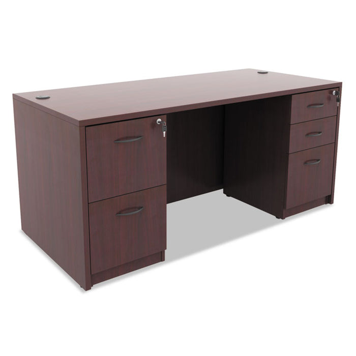 Alera Valencia Series Full Pedestal File, Left or Right, 2 Legal/Letter-Size File Drawers, Mahogany, 15.63" x 20.5" x 28.5"