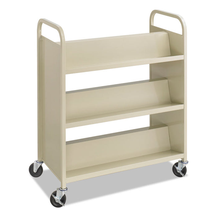 Steel Book Cart, Six-Shelf, 36w x 18.5d x 43.5h, Sand