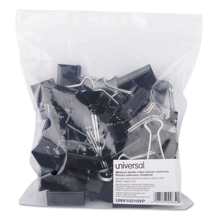 Binder Clip Zip-Seal Bag Value Pack, Medium, Black/Silver, 36/Pack