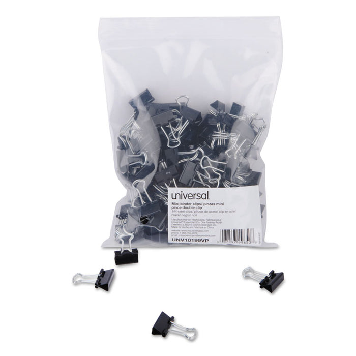 Binder Clip Zip-Seal Bag Value Pack, Mini, Black/Silver, 144/Pack