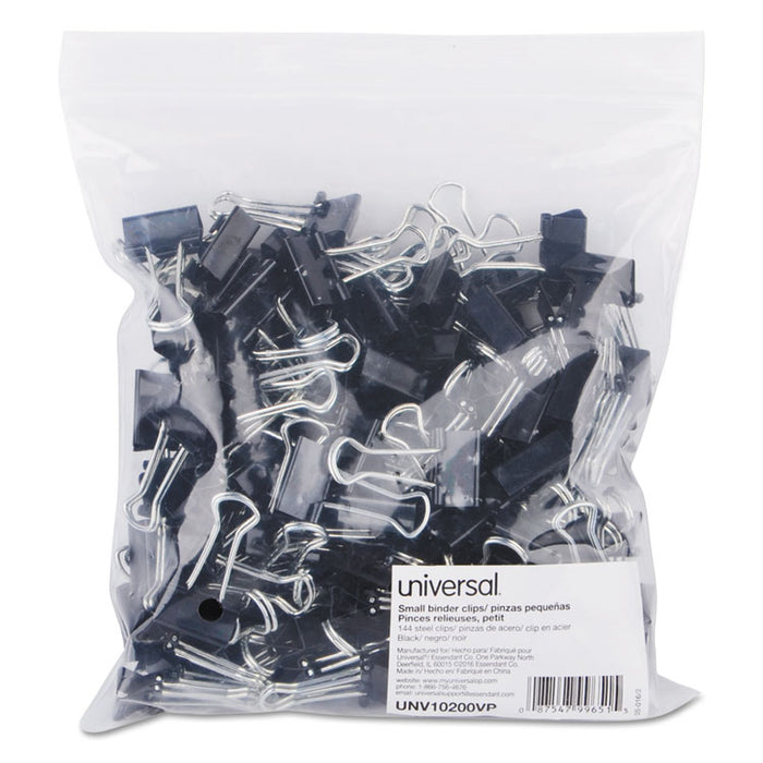Binder Clip Zip-Seal Bag Value Pack, Small, Black/Silver, 144/Pack