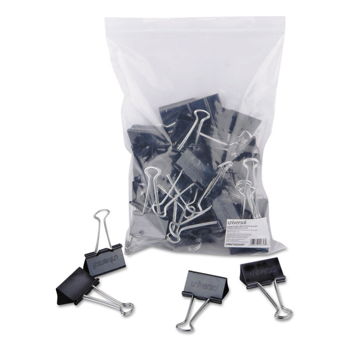 Binder Clip Zip-Seal Bag Value Pack, Large, Black/Silver, 36/Pack