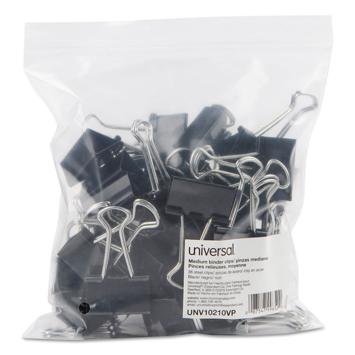 Binder Clip Zip-Seal Bag Value Pack, Medium, Black/Silver, 36/Pack