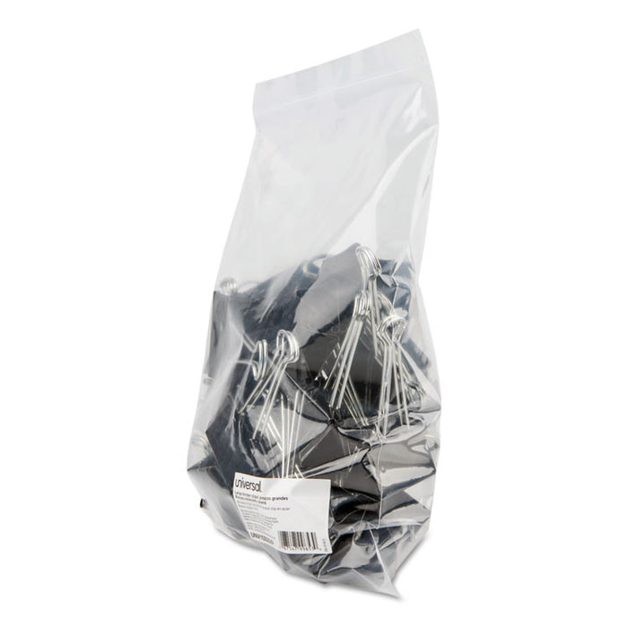 Binder Clip Zip-Seal Bag Value Pack, Large, Black/Silver, 36/Pack
