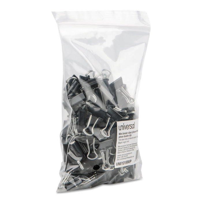 Binder Clip Zip-Seal Bag Value Pack, Mini, Black/Silver, 144/Pack