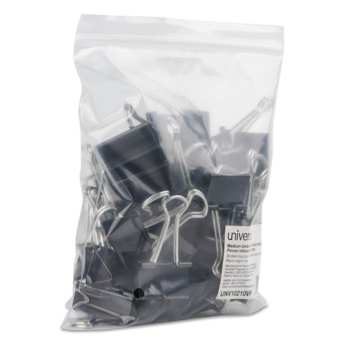 Binder Clip Zip-Seal Bag Value Pack, Medium, Black/Silver, 36/Pack