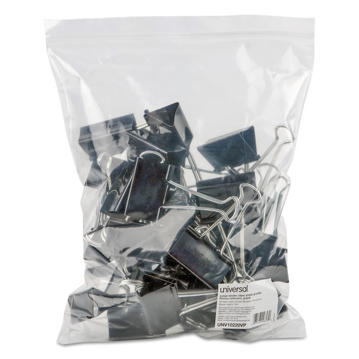 Binder Clip Zip-Seal Bag Value Pack, Large, Black/Silver, 36/Pack