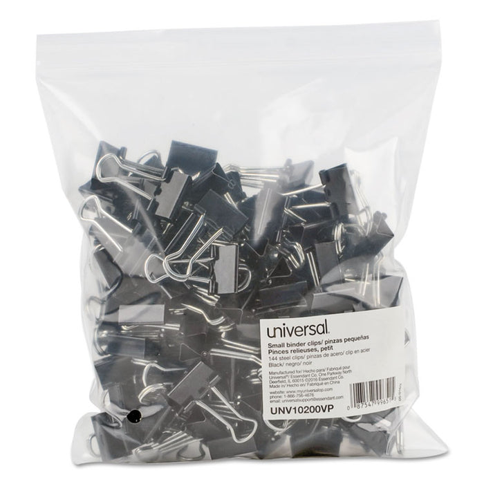 Binder Clip Zip-Seal Bag Value Pack, Small, Black/Silver, 144/Pack