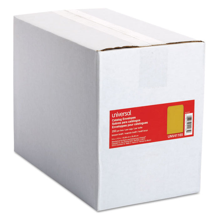 Catalog Envelope, 28 lb Bond Weight Kraft, #10 1/2, Square Flap, Gummed Closure, 9 x 12, Brown Kraft, 250/Box