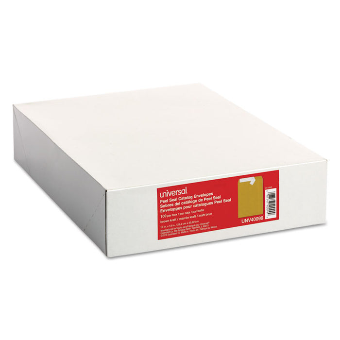 Peel Seal Strip Catalog Envelope, #13 1/2, Square Flap, Self-Adhesive Closure, 10 x 13, Natural Kraft, 100/Box