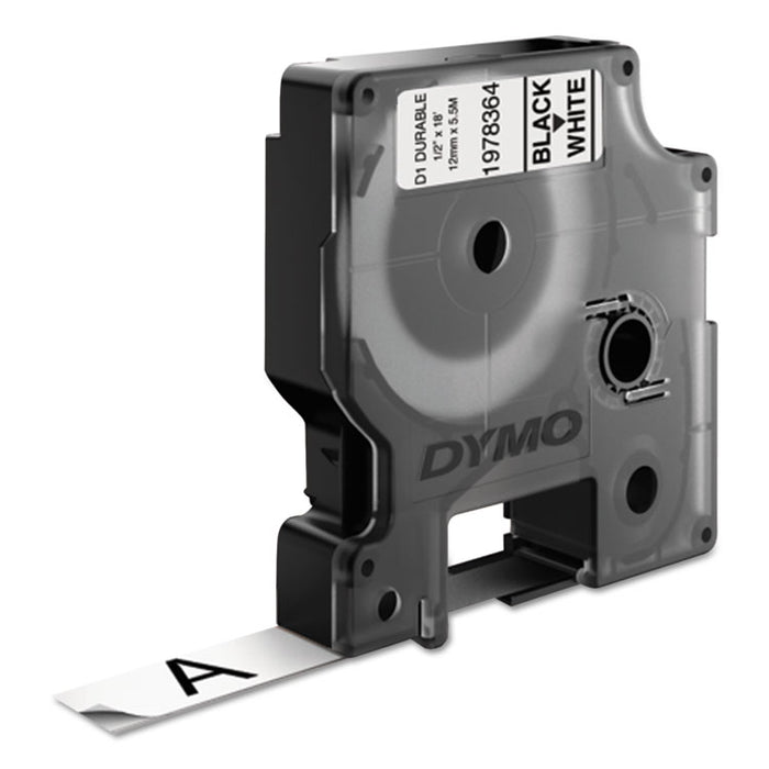 D1 Durable Labels, 0.5" x 18 ft, Black on White