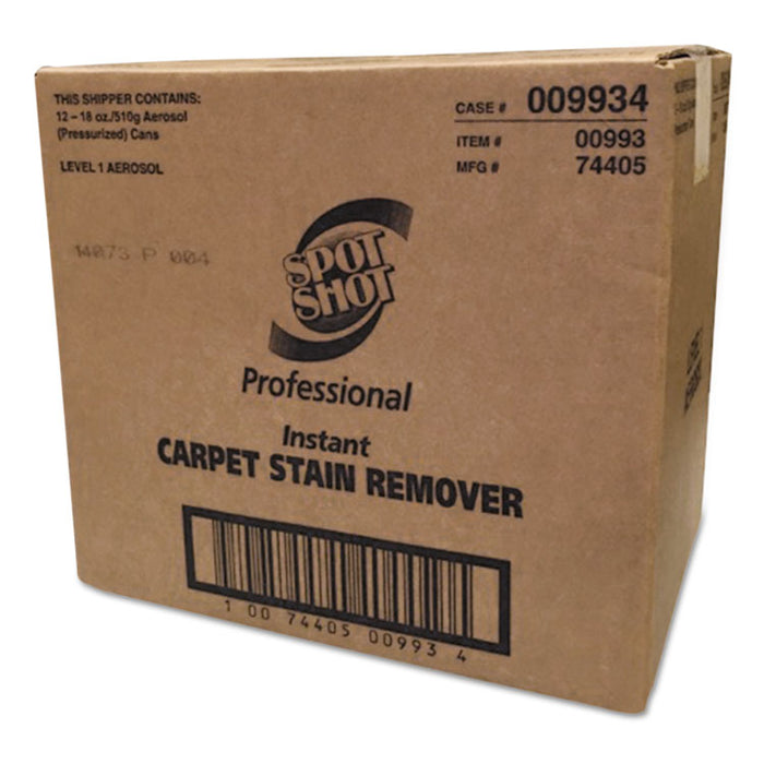 Spot Shot Professional Instant Carpet Stain Remover, 18 oz Aerosol Spray, 12/Carton