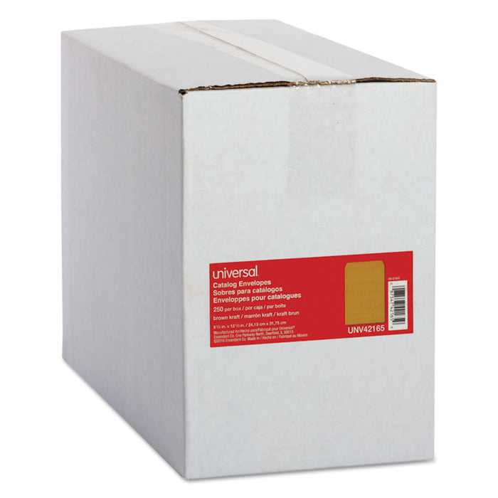 Catalog Envelope, #12 1/2, Square Flap, Gummed Closure, 9.5 x 12.5, Brown Kraft, 250/Box